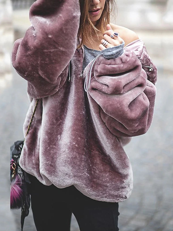 Women's Street chic Loose Hoodie - Solid Colored Oversized / Oversize Dark Gray M